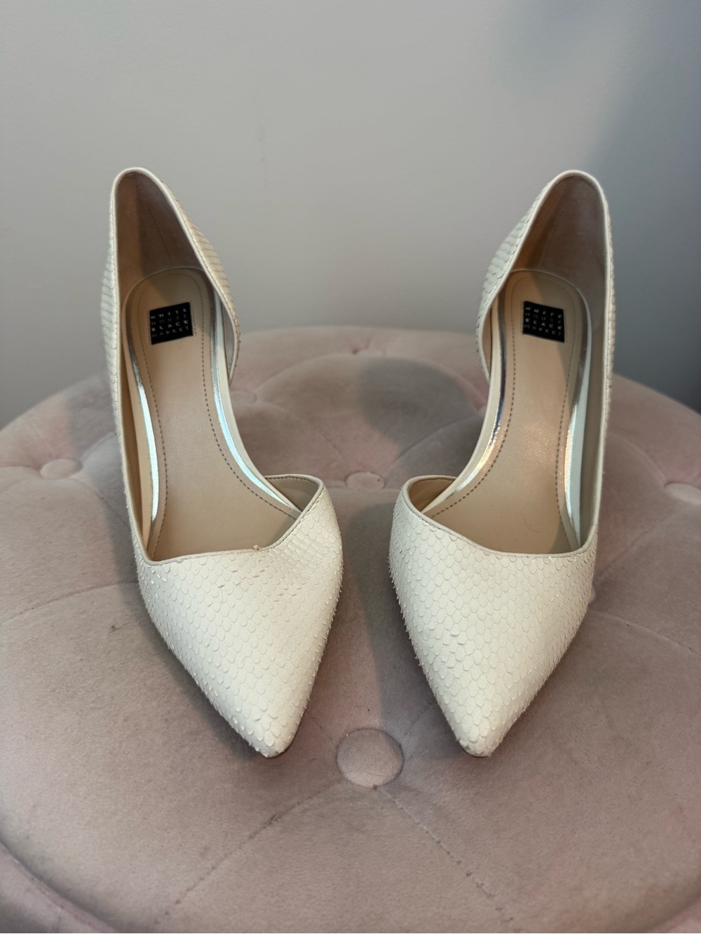 White House Black Market Cream Pointed-Toe D'Orsay Pumps